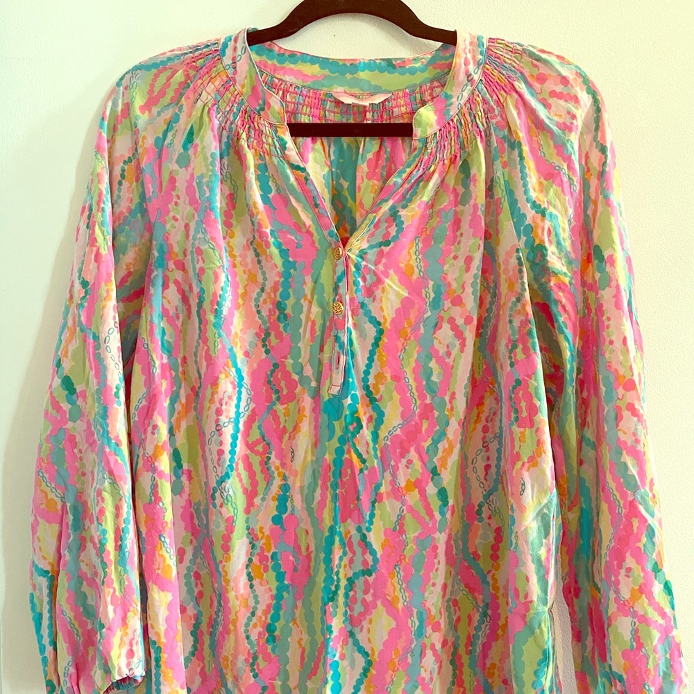 Lilly Pulitzer Elsa Silk Blouse Size Medium